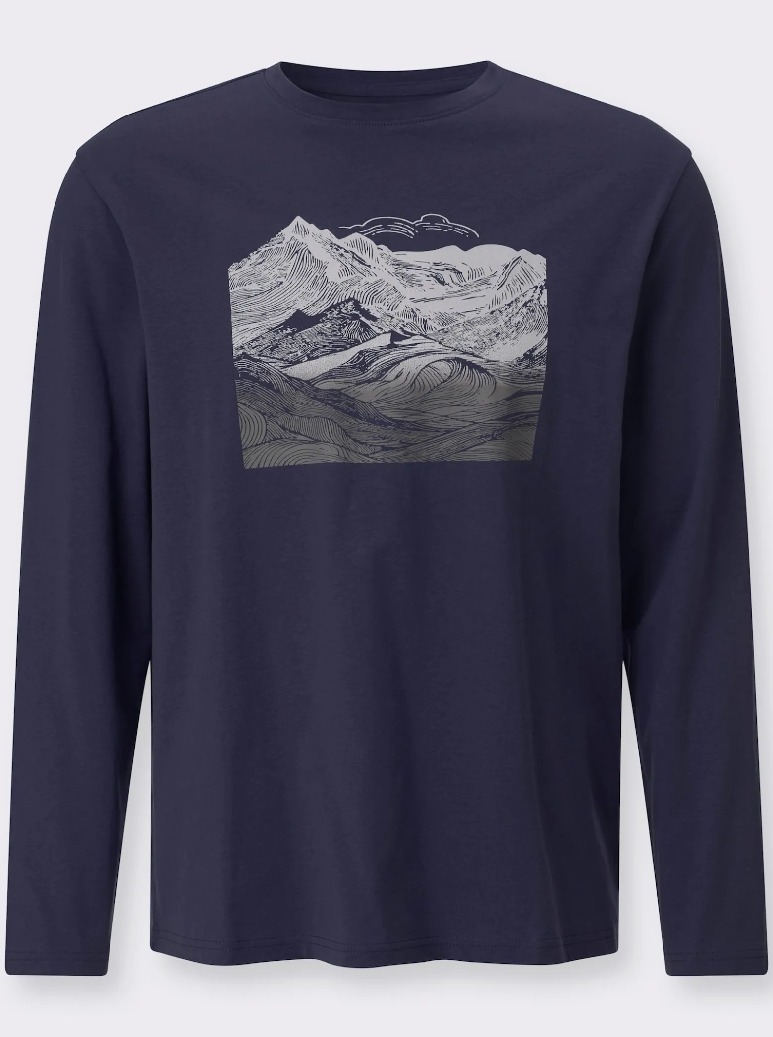 Langarmshirt mit Gebirgs-Druckmotiv