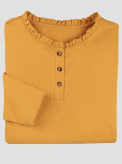 Langarmshirt mit gerüschtem Stehkragen