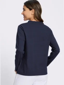 Langarmshirt mit gerüschtem Stehkragen