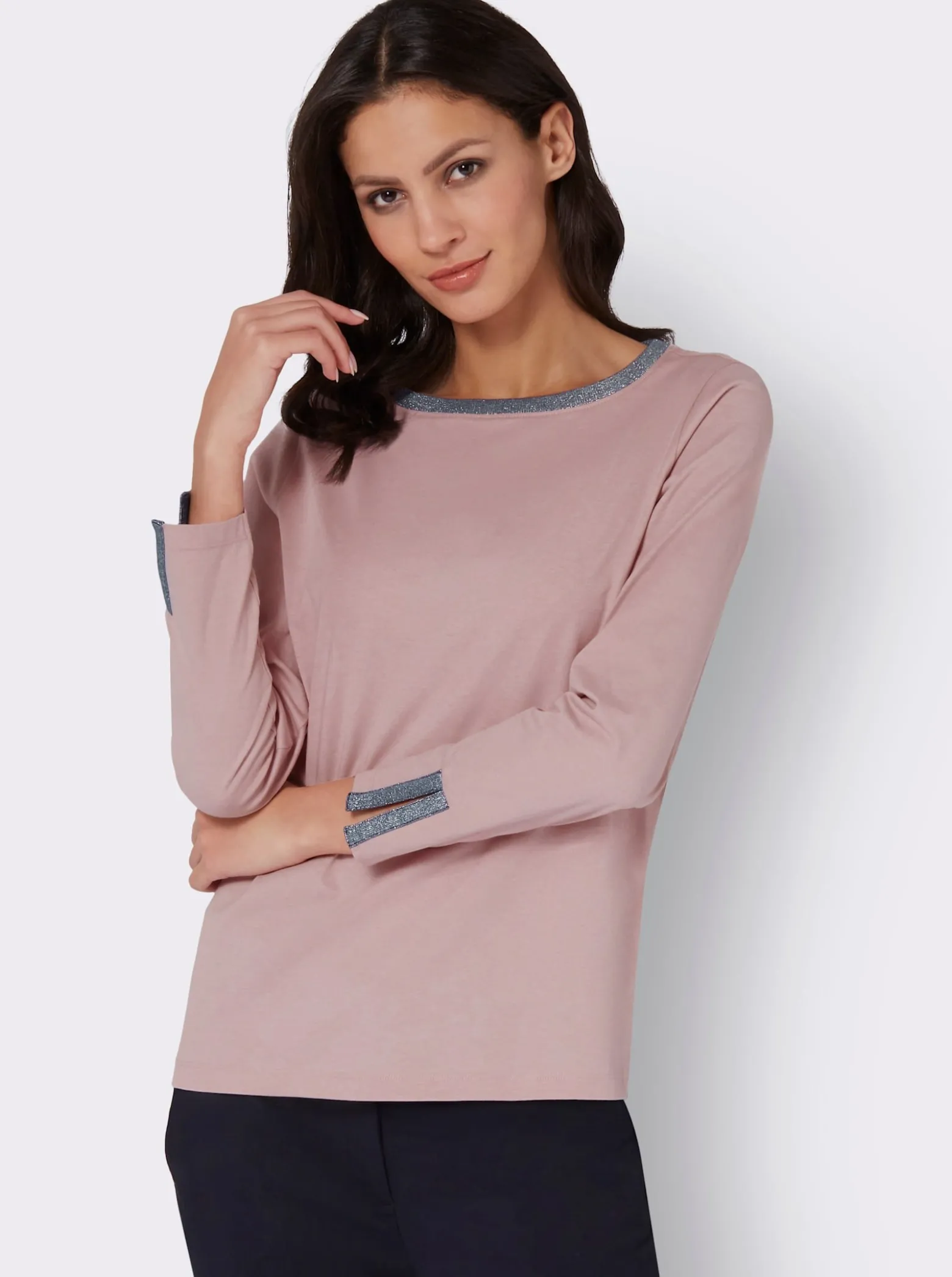 Langarmshirt mit Glitzerband