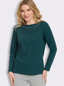 Langarmshirt mit Glitzersteinchen
