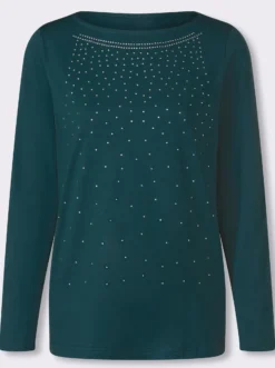 Langarmshirt mit Glitzersteinchen