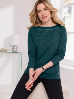 Langarmshirt mit Glitzersteinchen