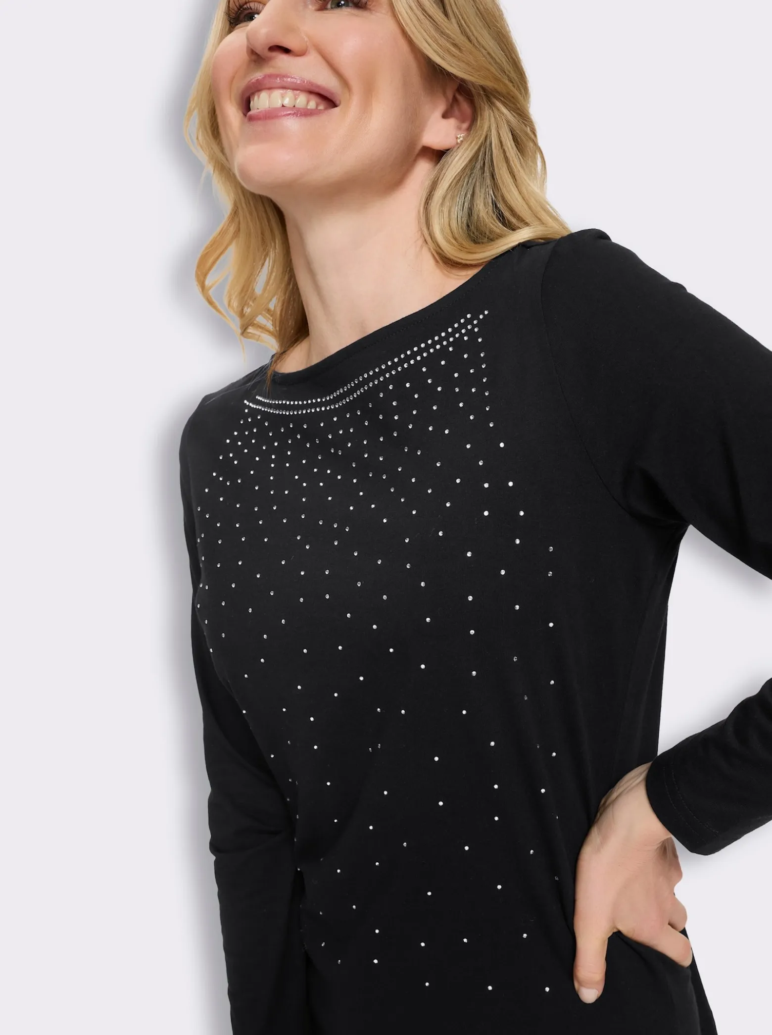 Langarmshirt mit Glitzersteinchen