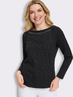 Langarmshirt mit Glitzersteinchen