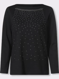 Langarmshirt mit Glitzersteinchen