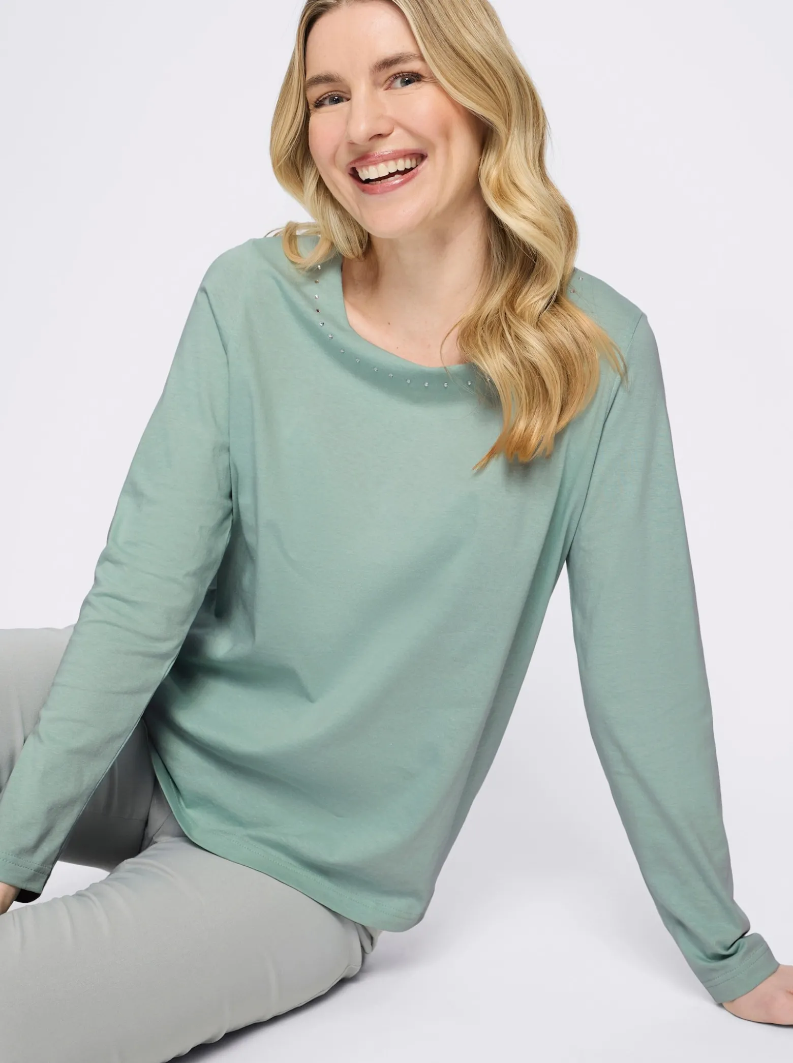 Langarmshirt mit Glitzersteinchen
