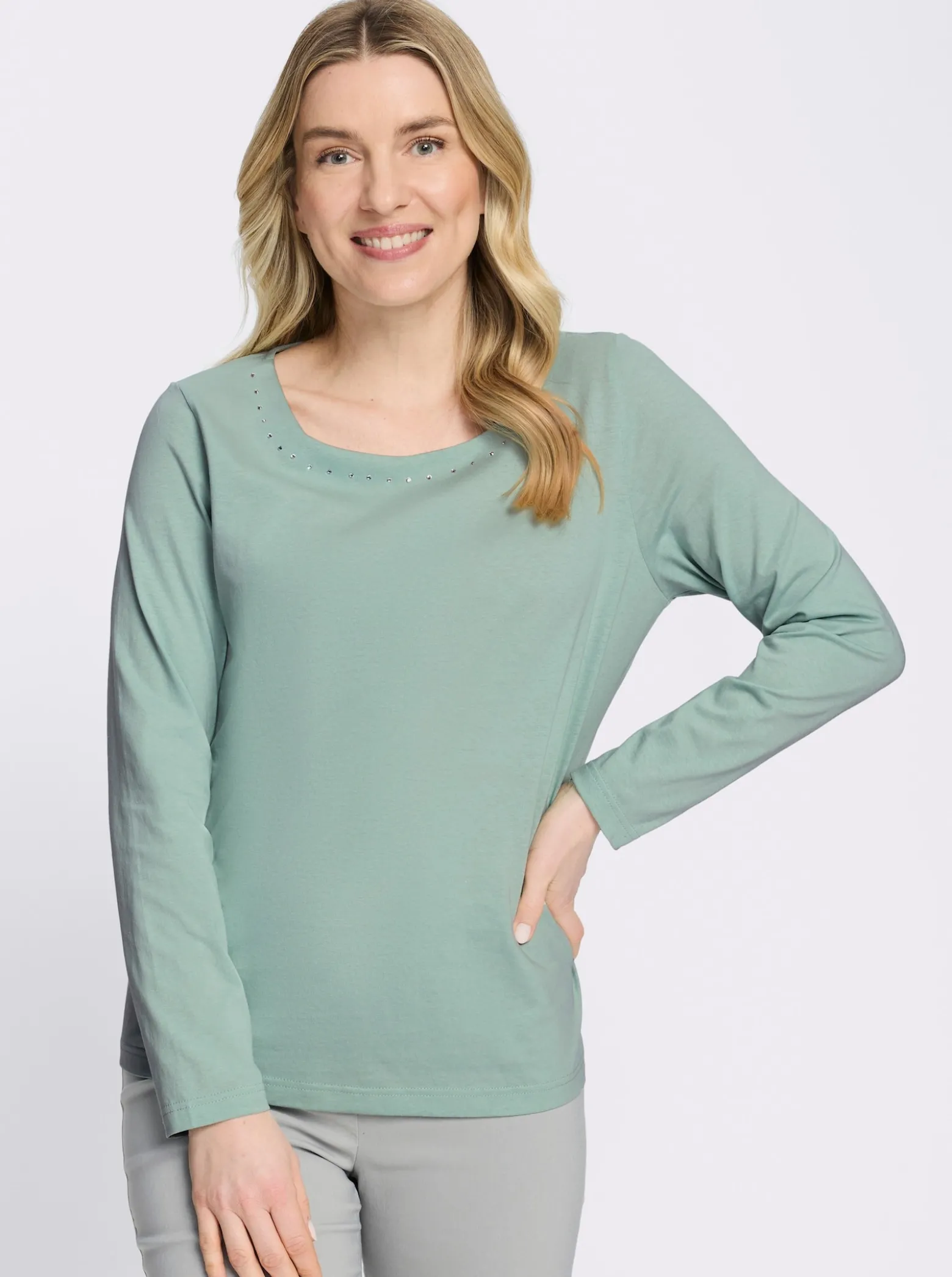 Langarmshirt mit Glitzersteinchen
