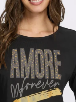 Langarmshirt mit goldfarbenem Amore-Print
