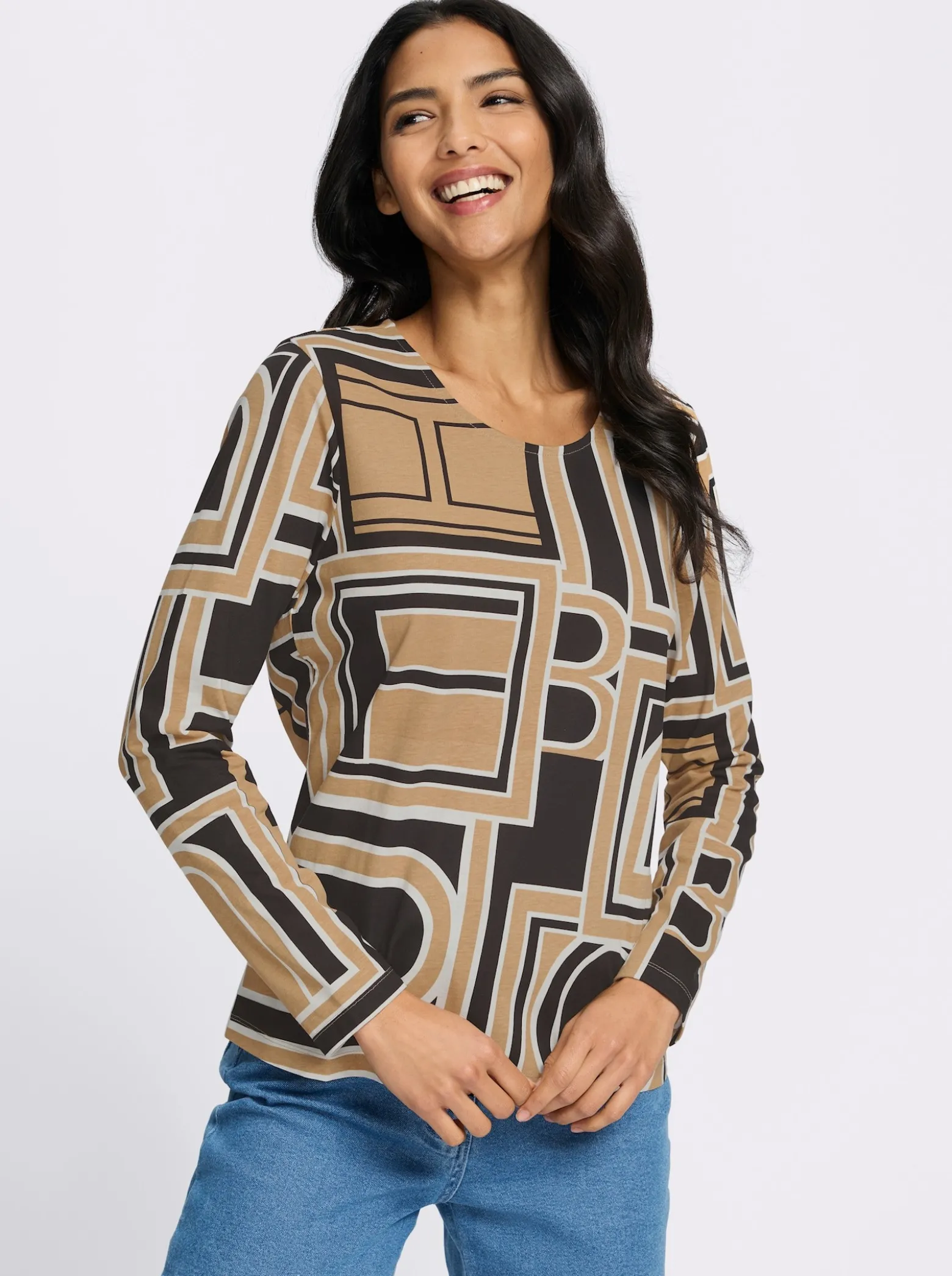 Langarmshirt mit grafischem Druck