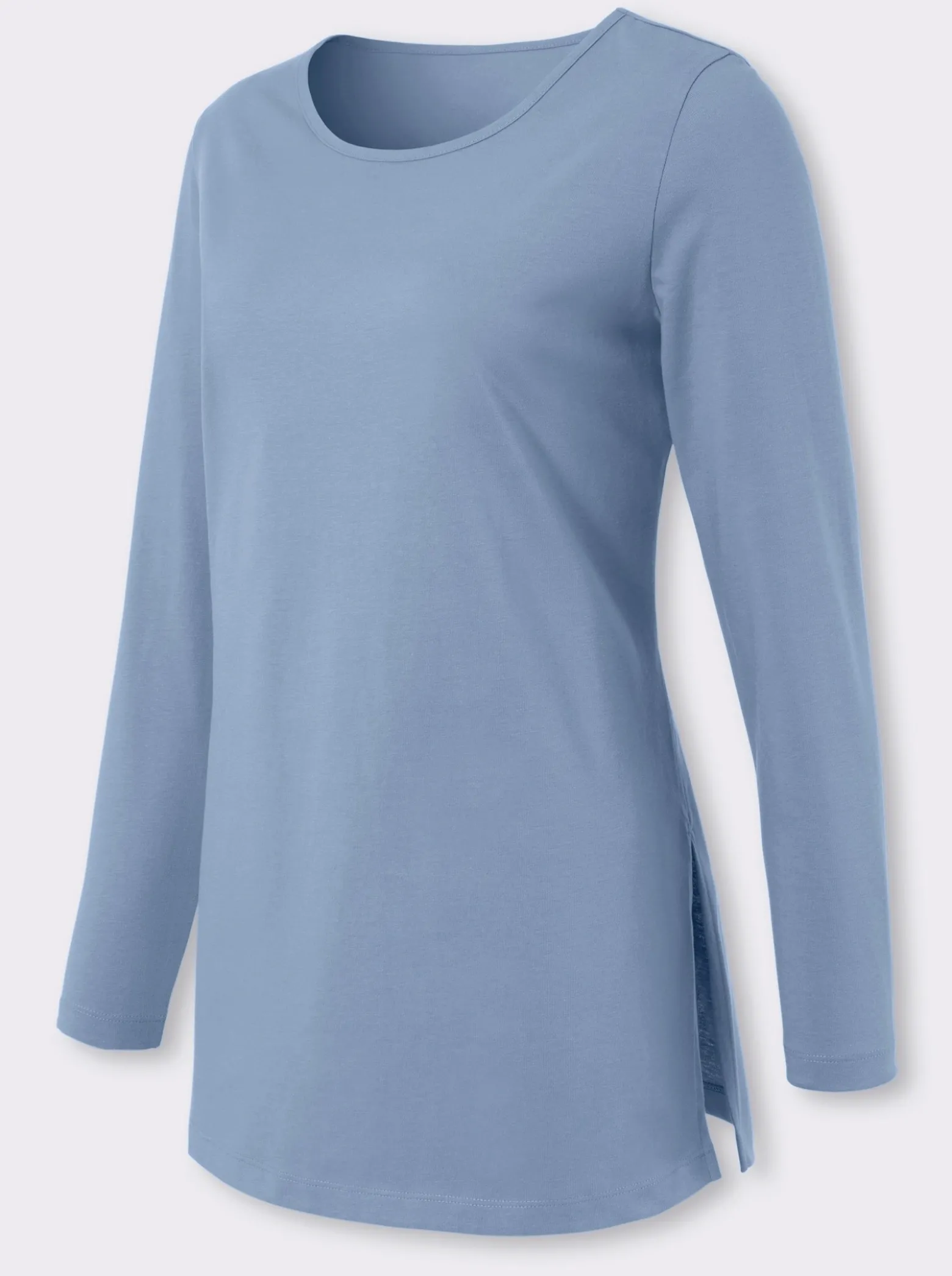 Langarmshirt mit hohen Seitenschlitzen