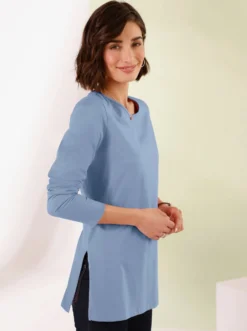 Langarmshirt mit hohen Seitenschlitzen