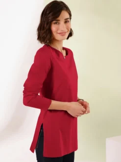 Langarmshirt mit hohen Seitenschlitzen