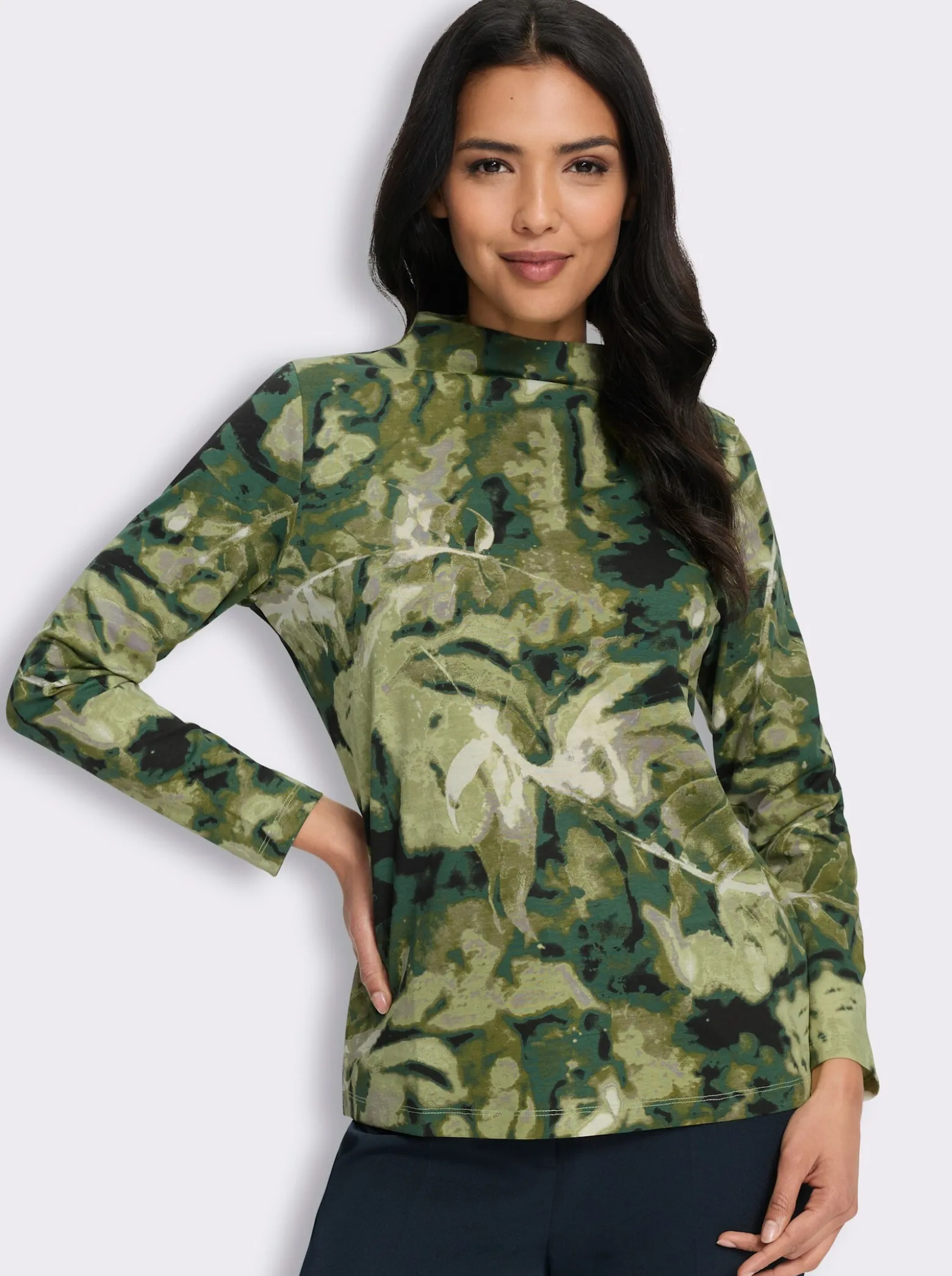 Langarmshirt mit Kelchkragen