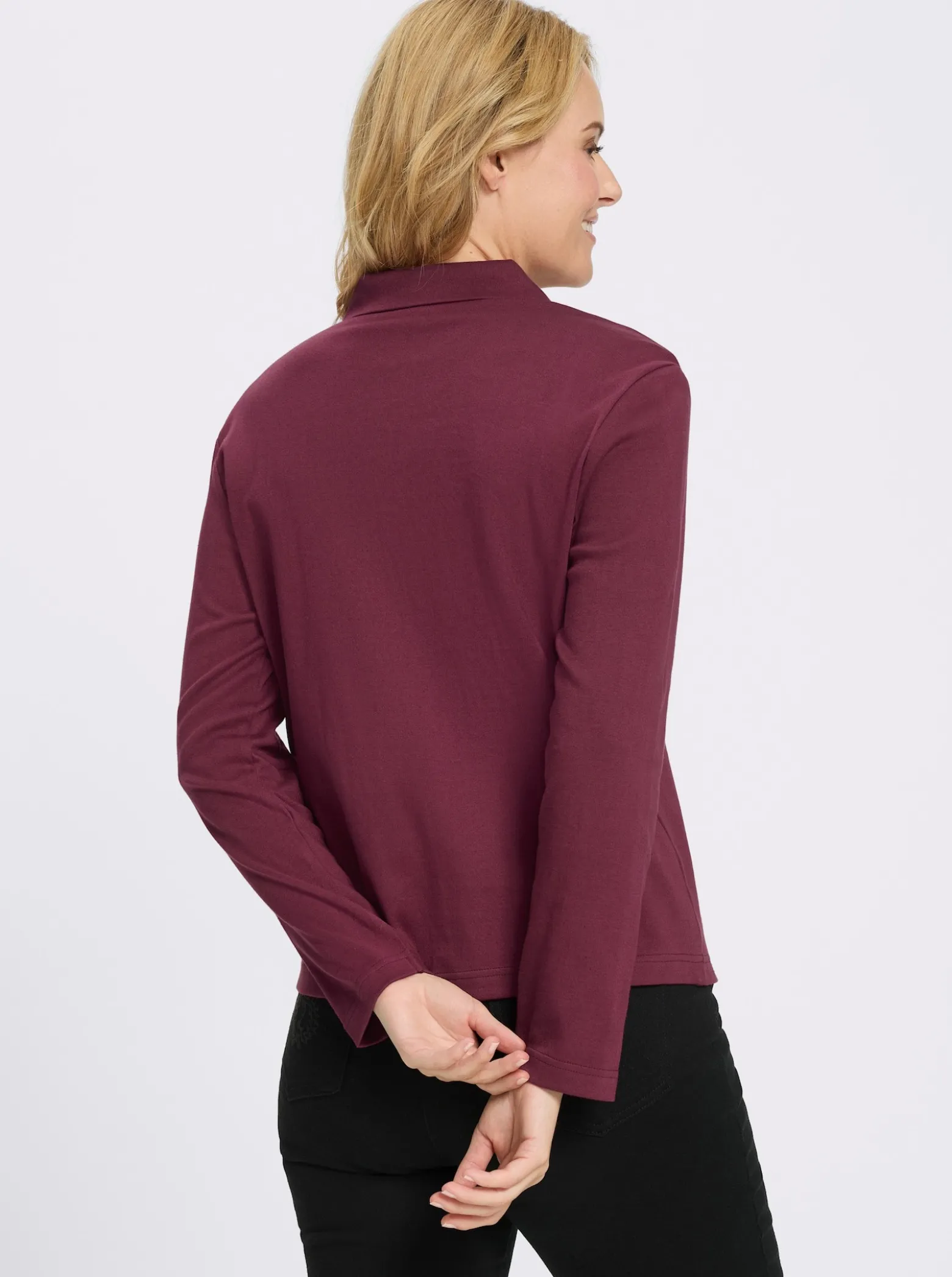 Langarmshirt mit Knöpfen in Horn-Optik