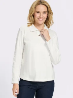 Langarmshirt mit Knöpfen in Horn-Optik