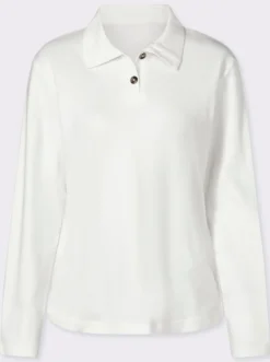 Langarmshirt mit Knöpfen in Horn-Optik
