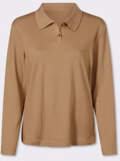 Langarmshirt mit Knöpfen in Horn-Optik