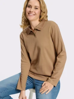 Langarmshirt mit Knöpfen in Horn-Optik