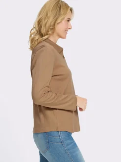 Langarmshirt mit Knöpfen in Horn-Optik