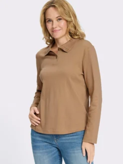 Langarmshirt mit Knöpfen in Horn-Optik