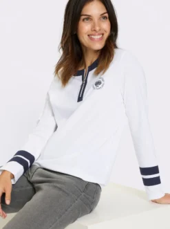 Langarmshirt mit Kontrast-Streifen