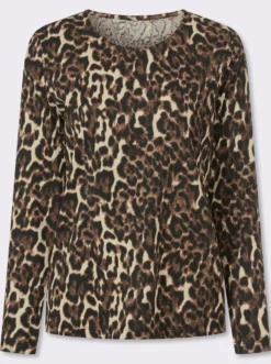 Langarmshirt mit Leo-Muster, Baumwolle