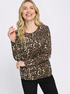 Langarmshirt mit Leo-Muster, Baumwolle