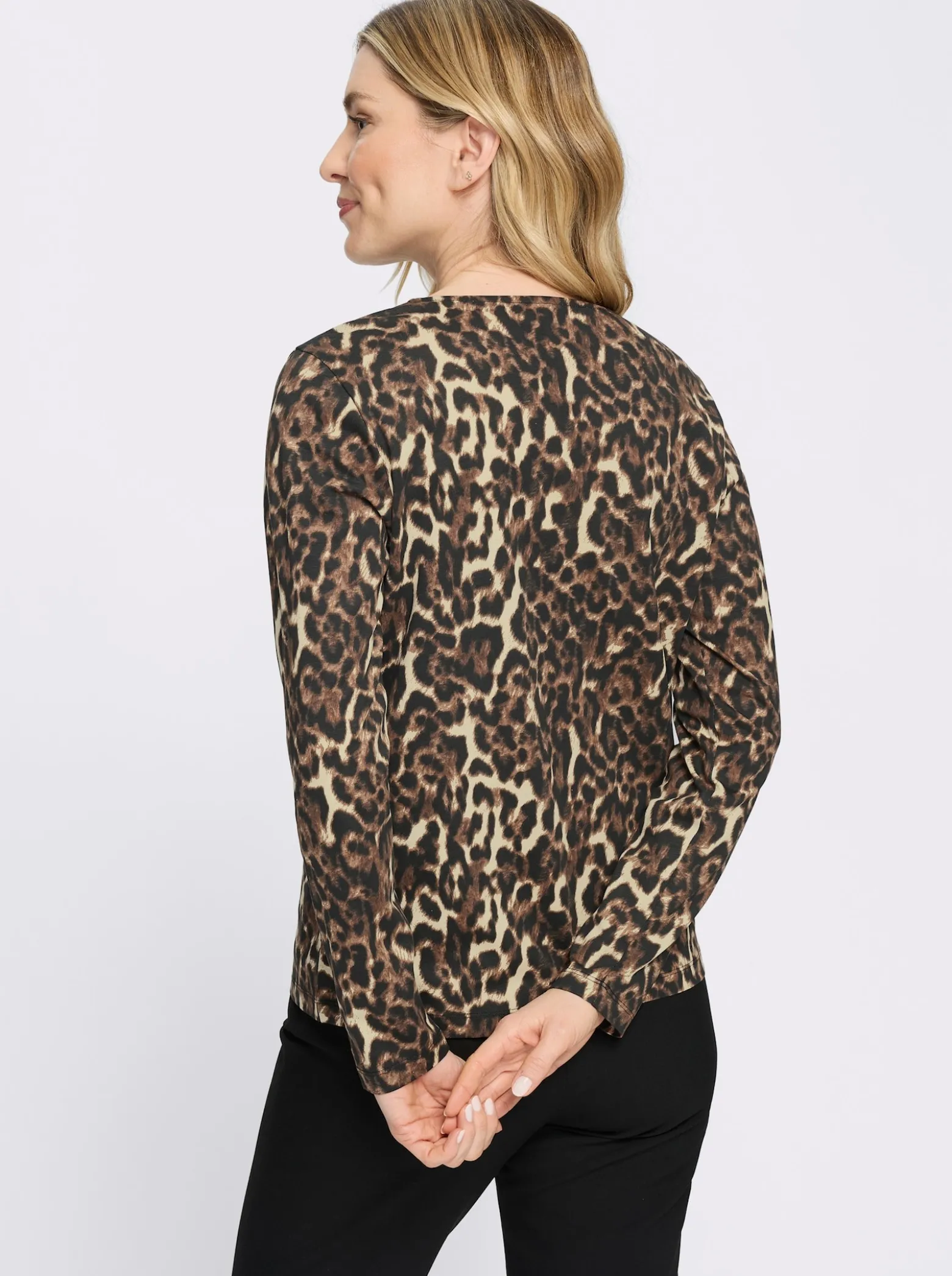 Langarmshirt mit Leo-Muster, Baumwolle