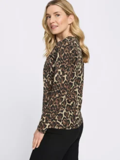Langarmshirt mit Leo-Muster, Baumwolle