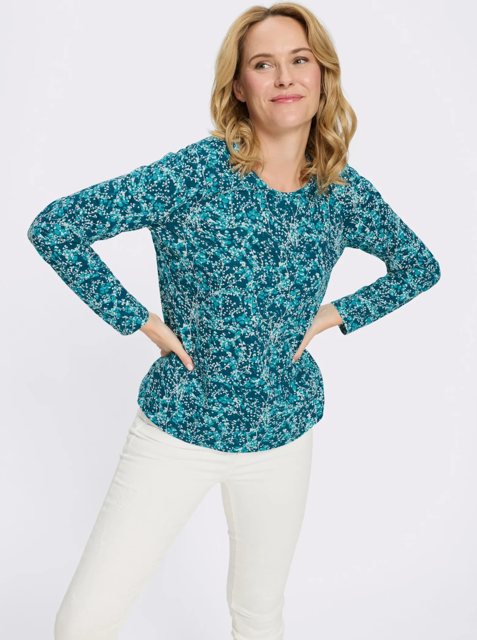 Langarmshirt mit Millefleur-Druck