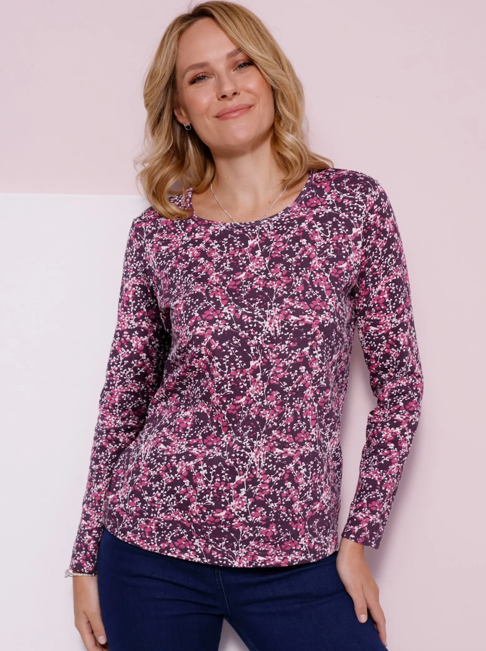 Langarmshirt mit Millefleur-Druck