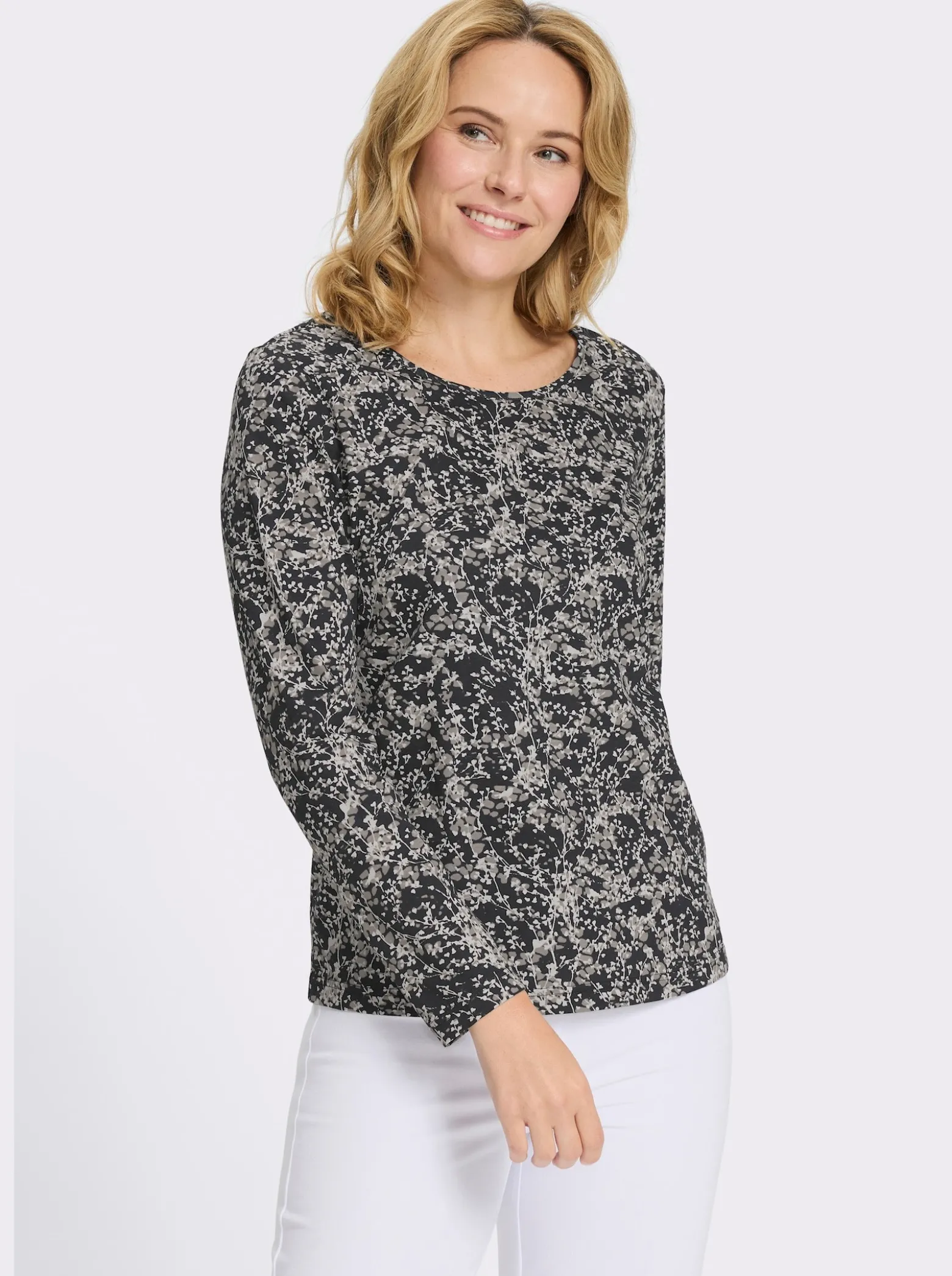 Langarmshirt mit Millefleur-Druck