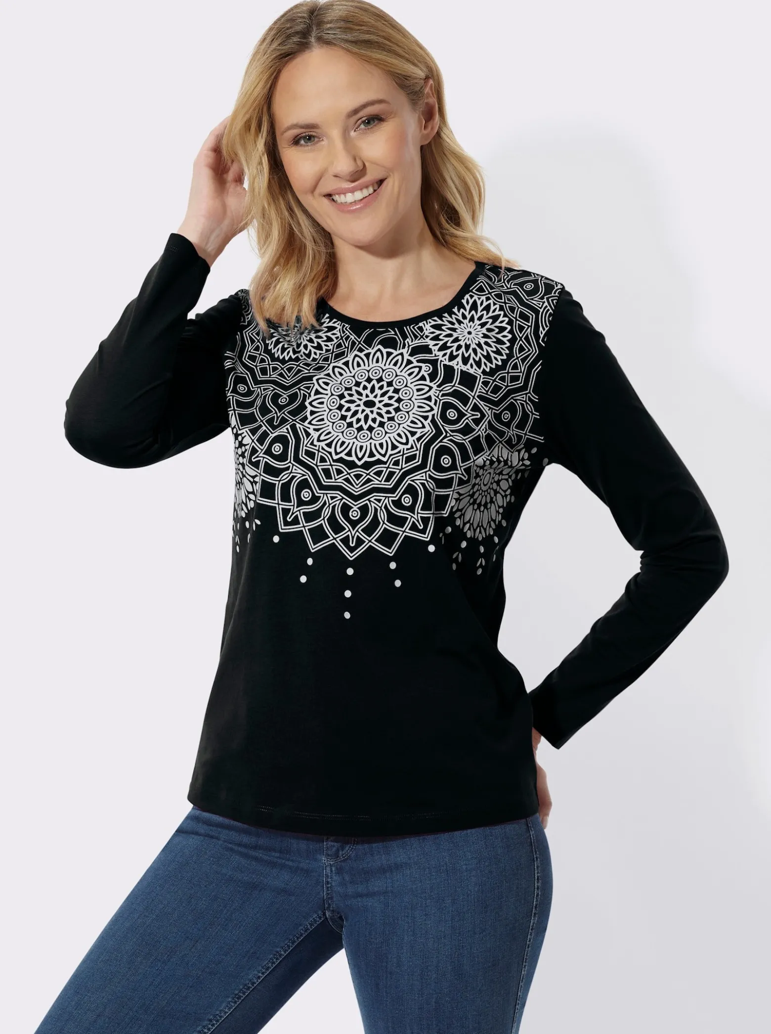 Langarmshirt mit Ornament-Druck