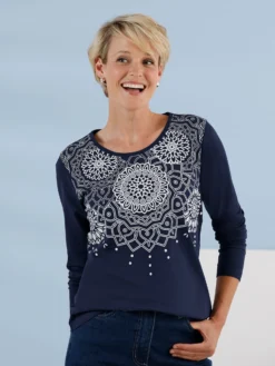 Langarmshirt mit Ornament-Druck