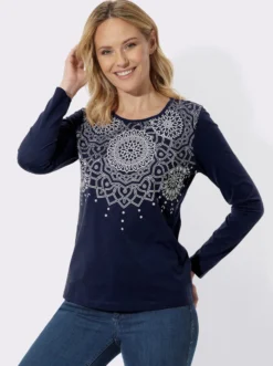 Langarmshirt mit Ornament-Druck