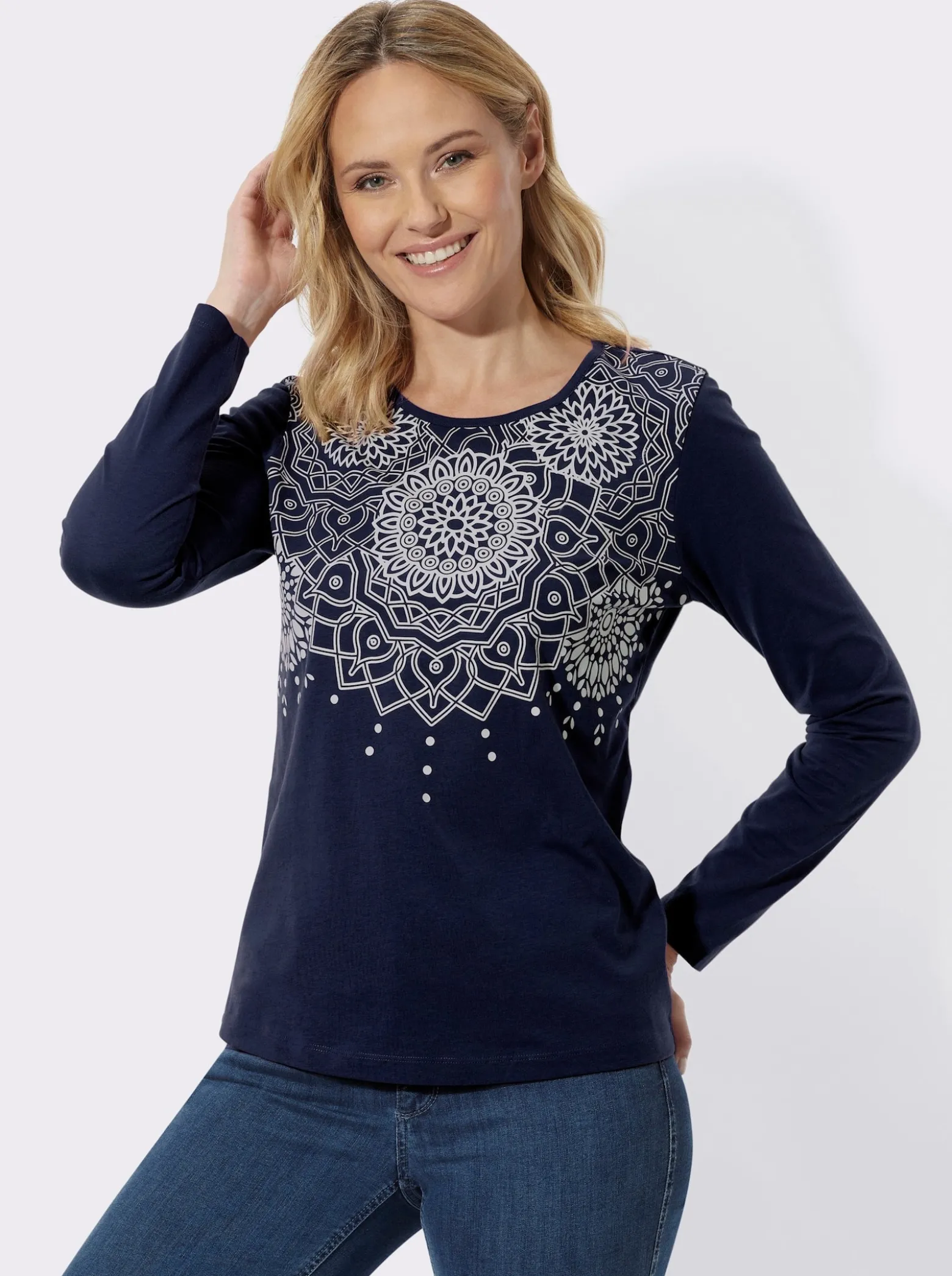 Langarmshirt mit Ornament-Druck
