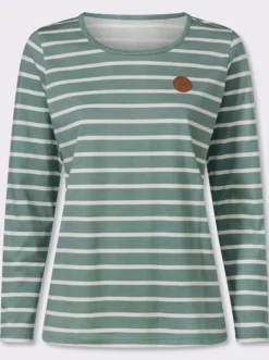 Langarmshirt mit Patch im Vorderteil, geringelt