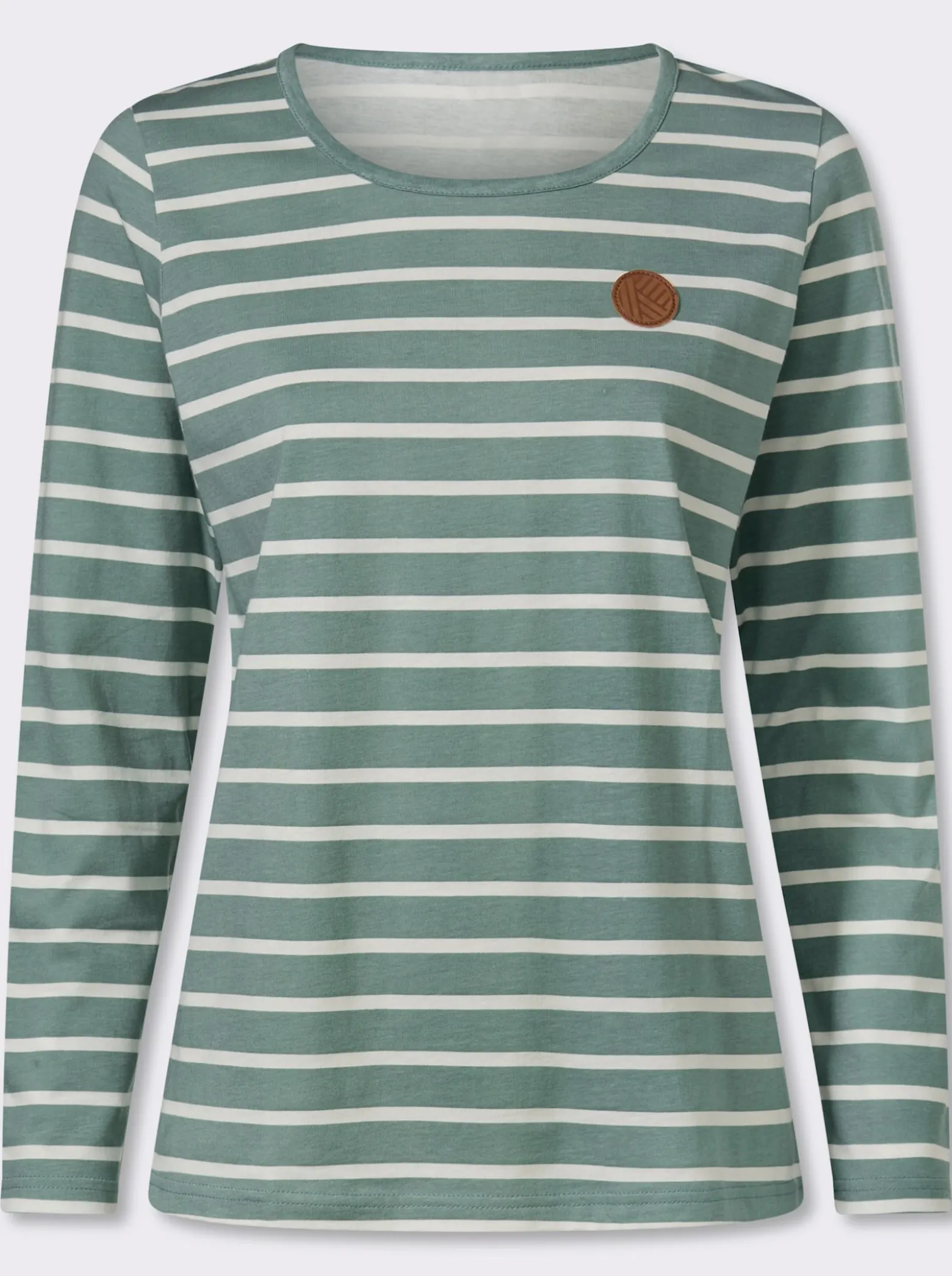 Langarmshirt mit Patch im Vorderteil, geringelt