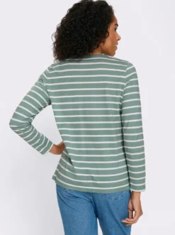Langarmshirt mit Patch im Vorderteil, geringelt