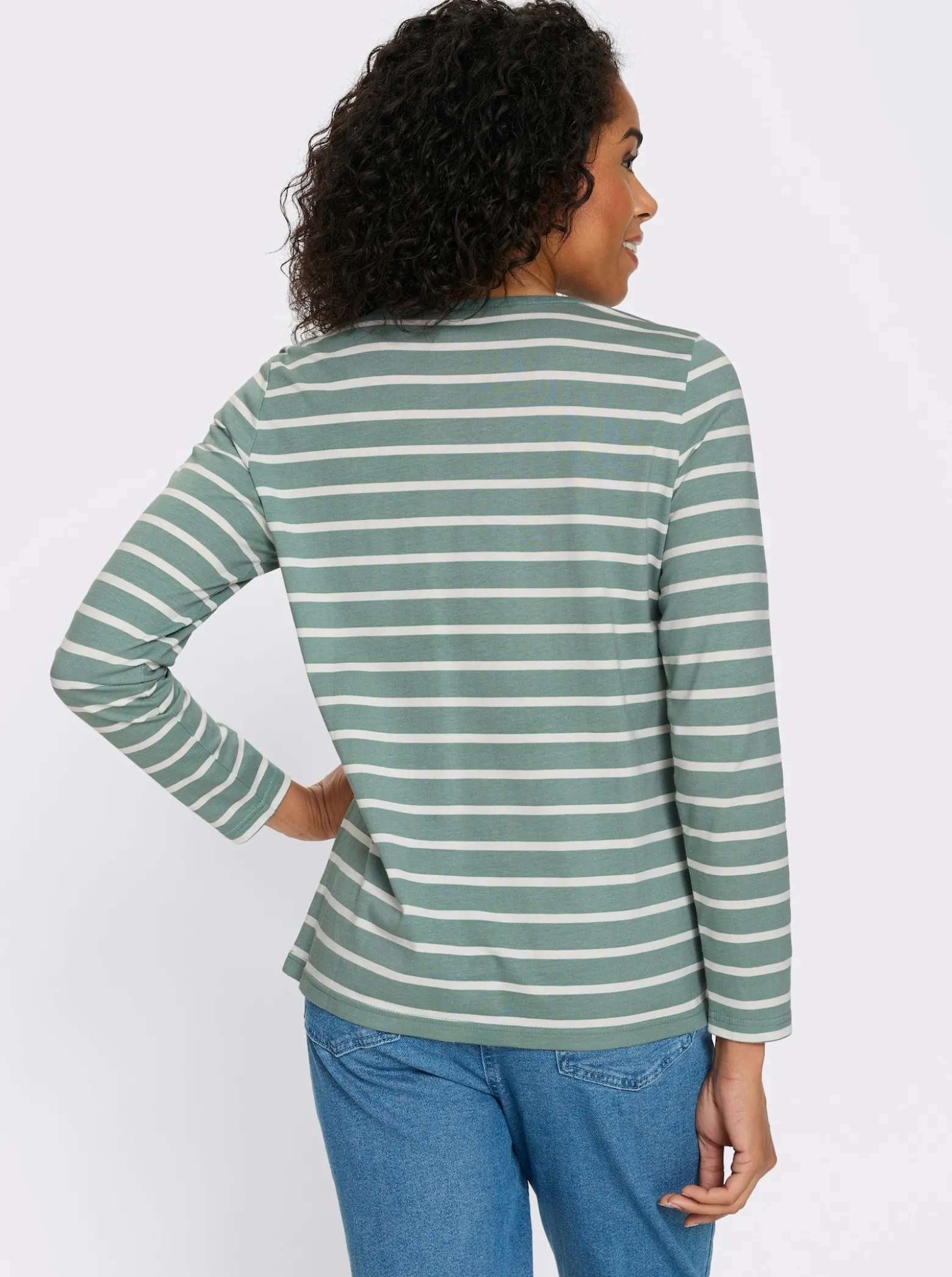 Langarmshirt mit Patch im Vorderteil, geringelt