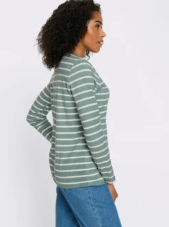 Langarmshirt mit Patch im Vorderteil, geringelt