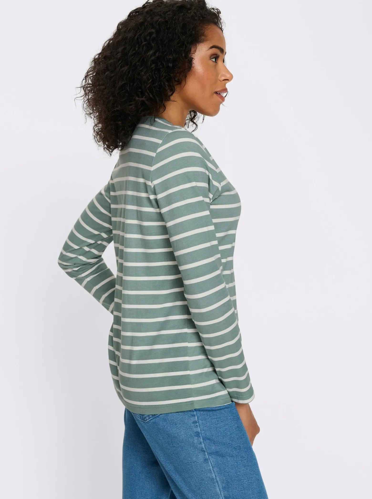Langarmshirt mit Patch im Vorderteil, geringelt
