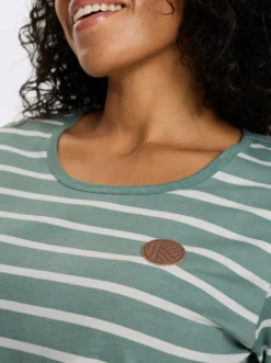 Langarmshirt mit Patch im Vorderteil, geringelt