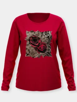 Langarmshirt mit platziertem Rosen-Leo-Print
