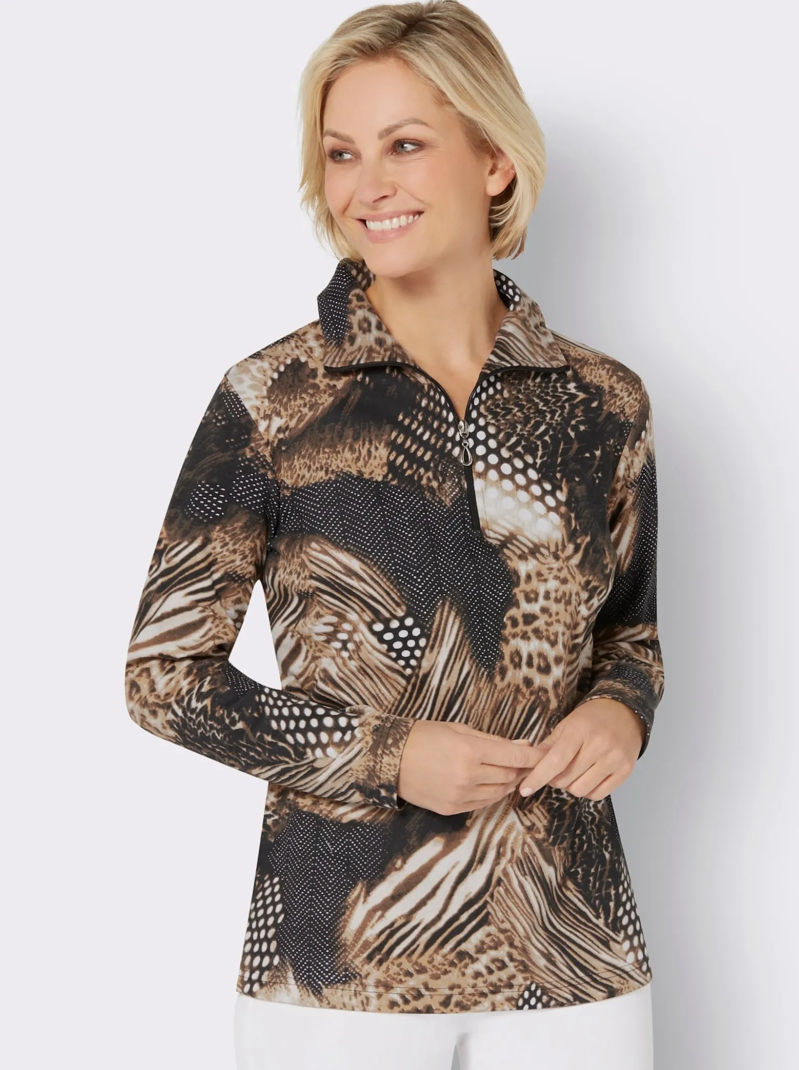 Langarmshirt mit Polokragen