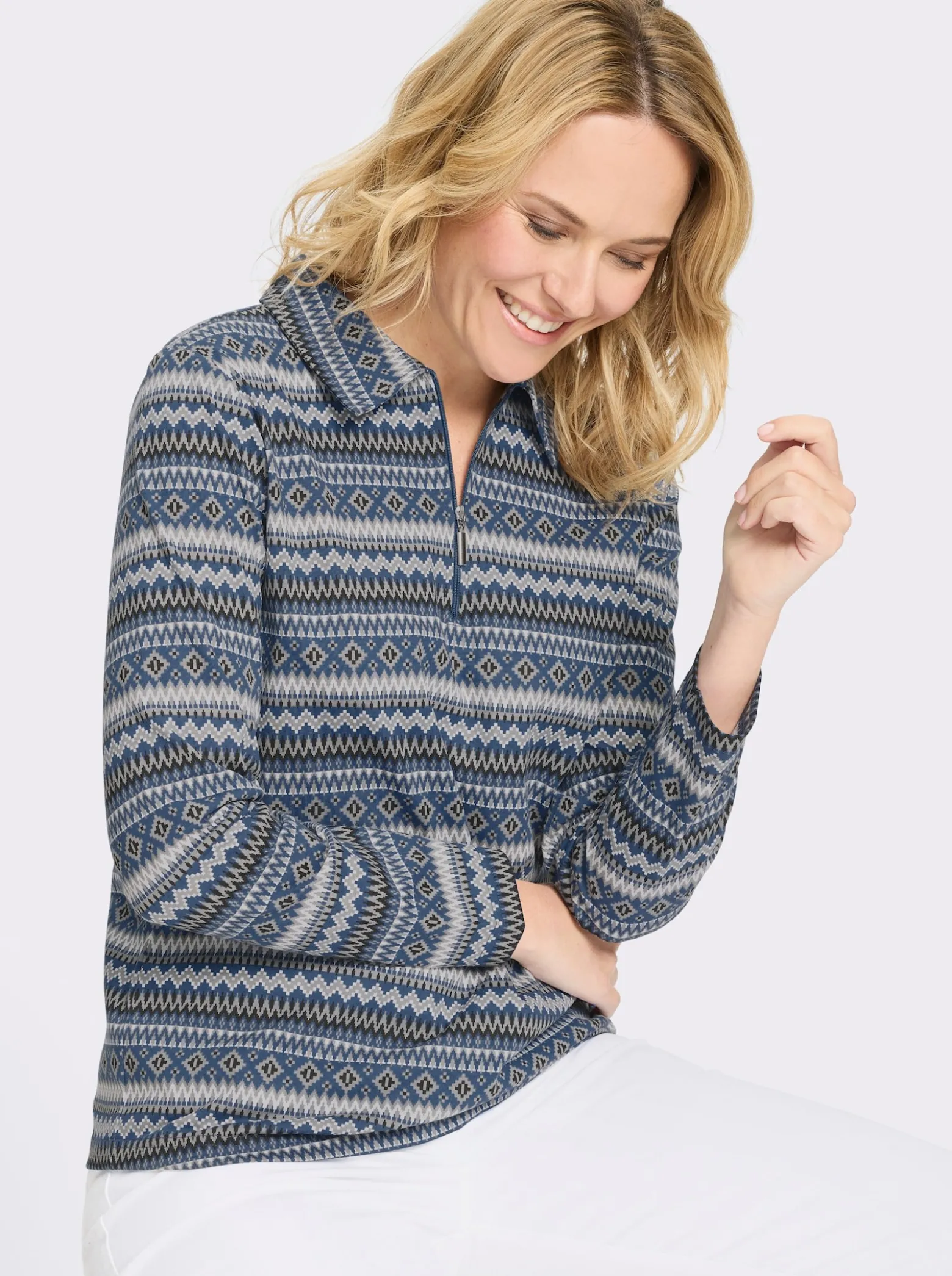 Langarmshirt mit Polokragen