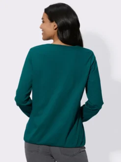 Langarmshirt mit Raffung am Ausschnitt