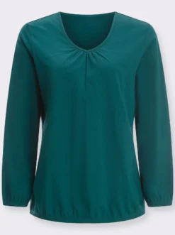 Langarmshirt mit Raffung am Ausschnitt