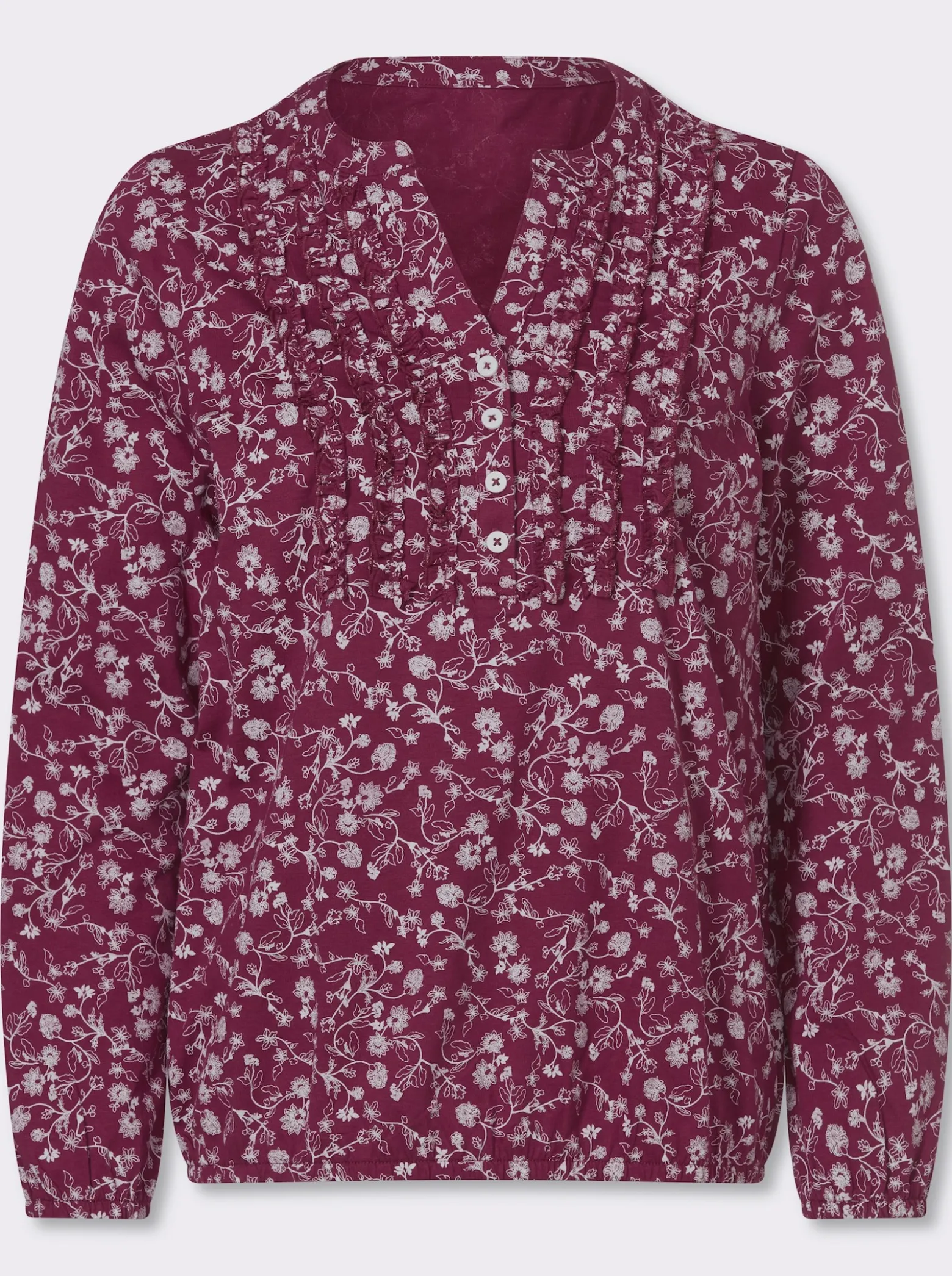 Langarmshirt mit Rüschen am Ausschnitt